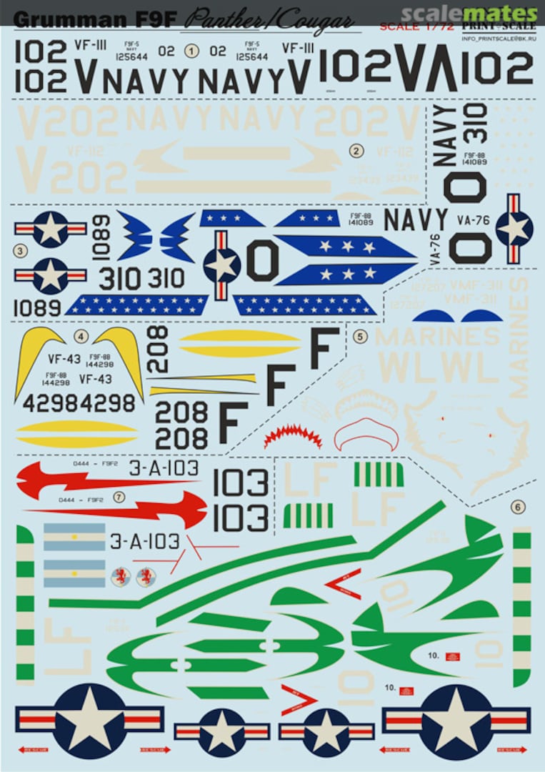 Boxart Grumman F9F Panther/Cougar 72-113 Print Scale