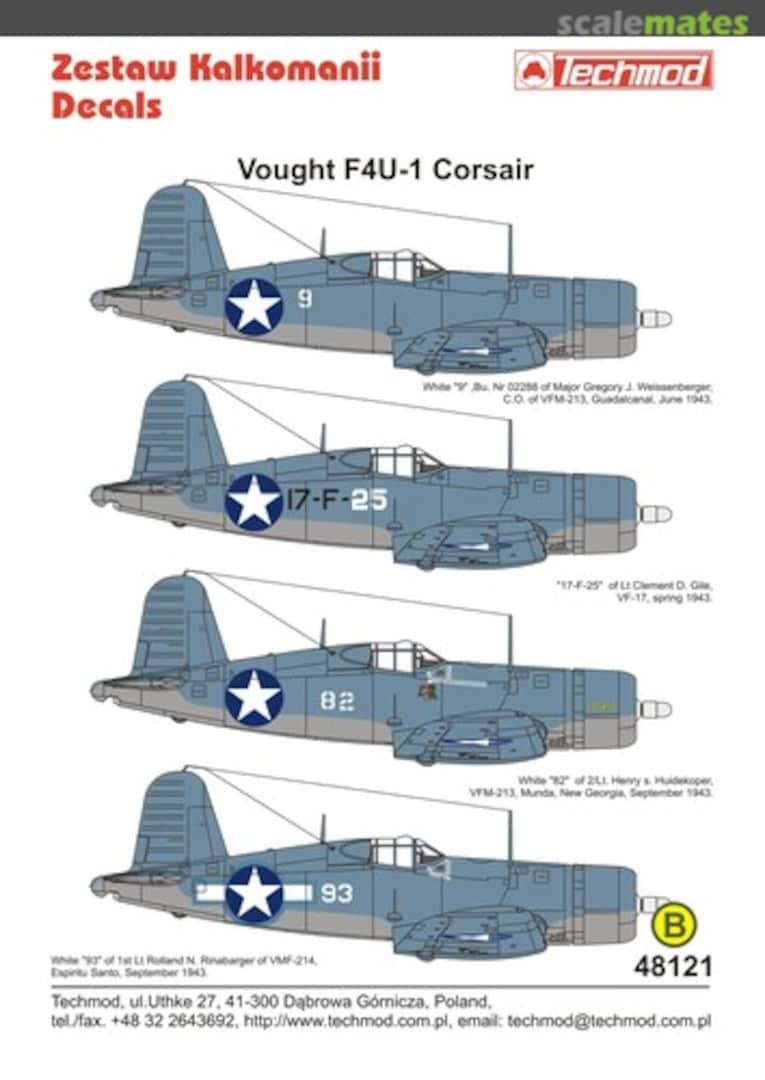 Boxart Vought F4U-1 Corsair 48121 Techmod