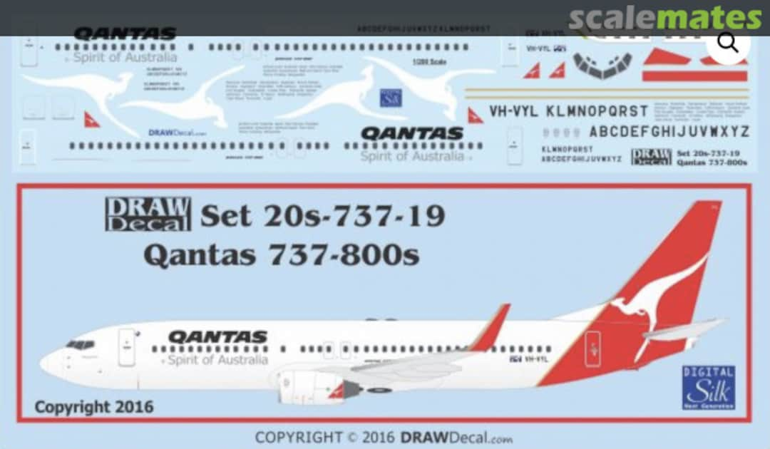 Boxart Qantas 737-800s 20s-737-19 Draw Decal