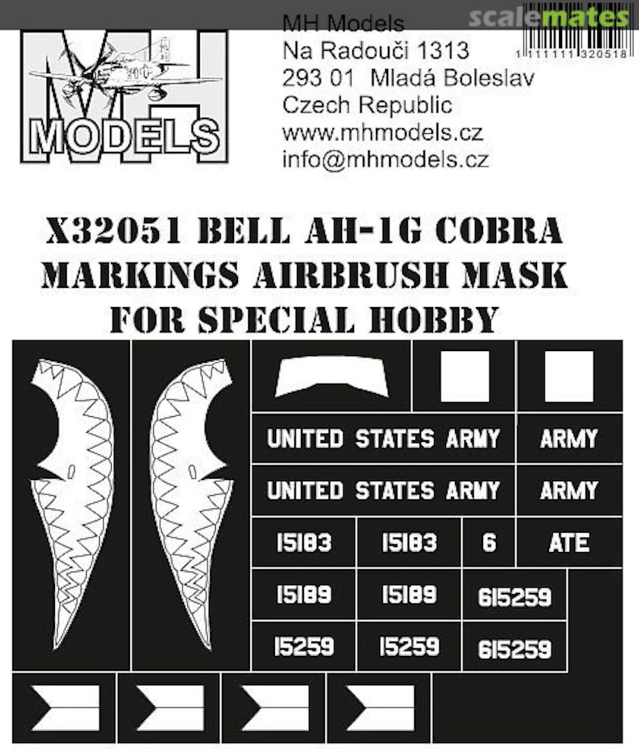 Boxart Bell AH-1G Cobra Markings Airbrush Mask X32051 MH Models