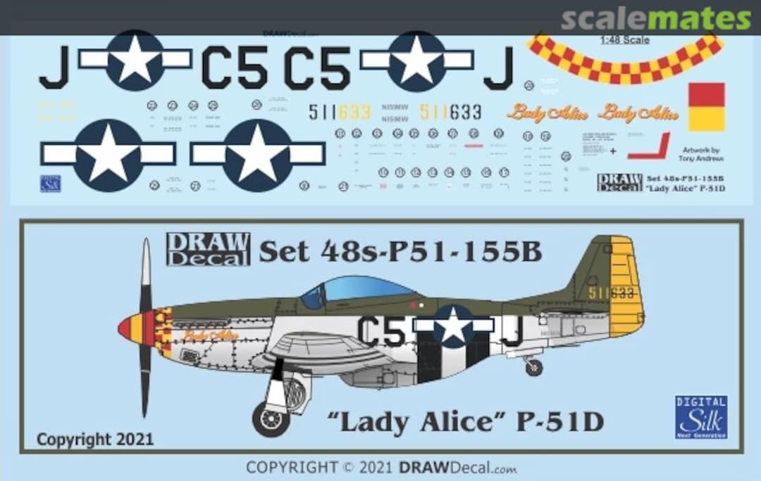 Boxart “Lady Alice” P-51D 48-P51-155B Draw Decal