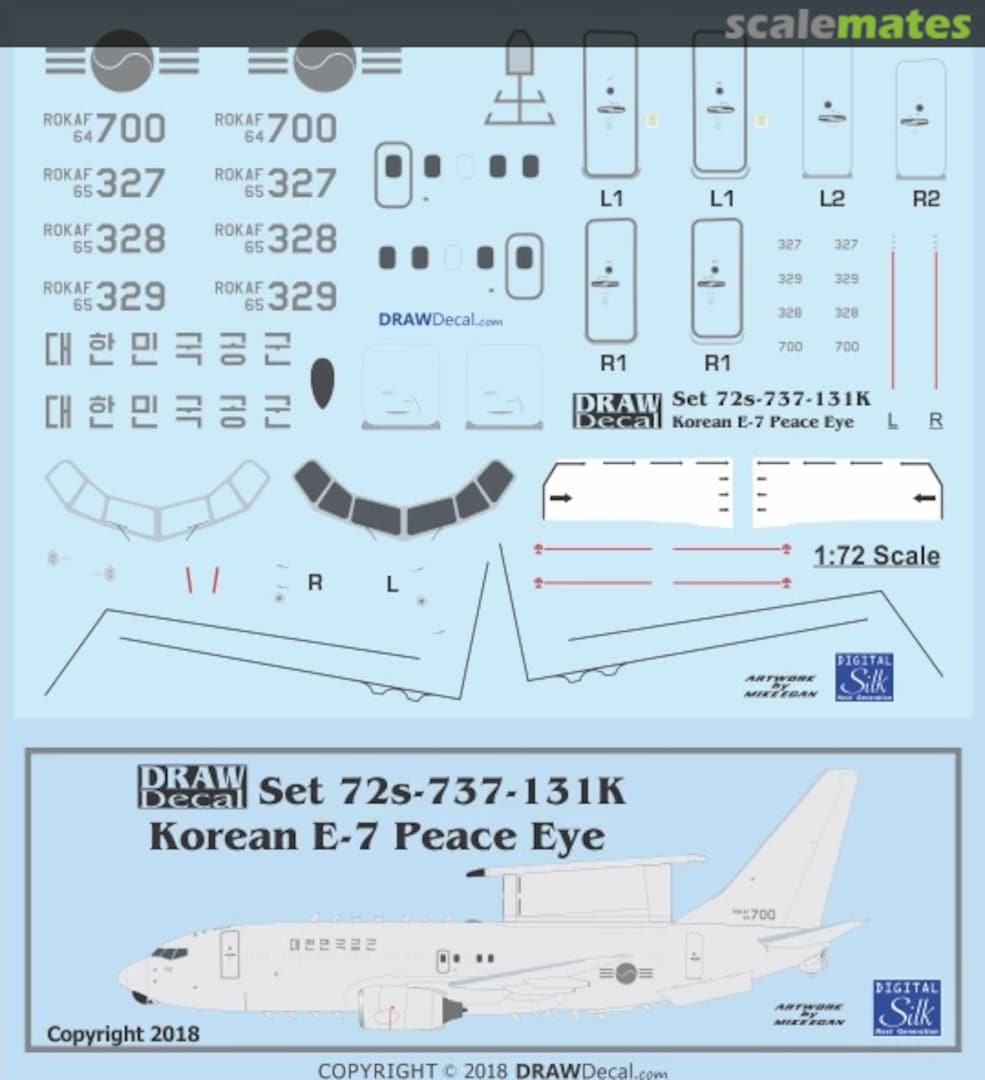 Boxart Korean Air Force E-7 Peace Eagle 72-737-131K Draw Decal