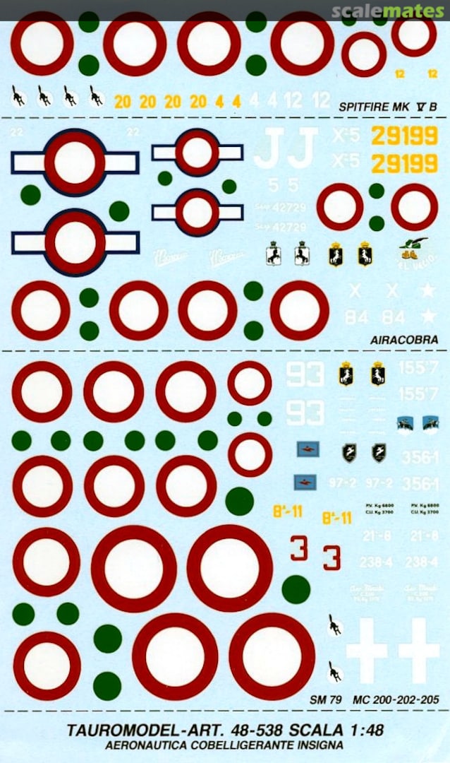 Boxart Aeronautica Cobelligerante Insignia Set 1 48-538 Tauro Model