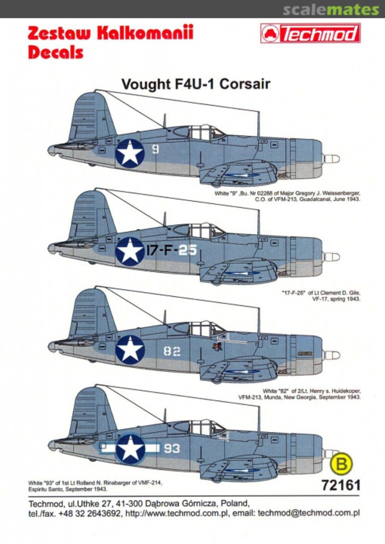 Contents Vought F4U-1 Corsair 72161 Techmod