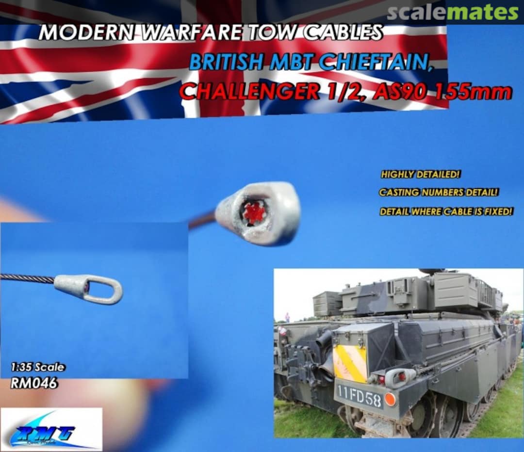 Boxart Tow Cables For British Chieftain, Challenger 1 / 2 Tanks RM046 RMG Resin Models