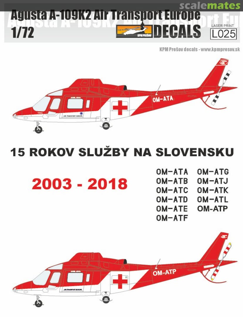 Boxart Agusta A-109K2 Air Transport Europe L025 KPM Prešov