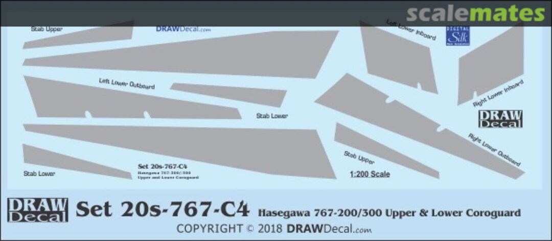 Boxart Hasegawa 767-200/-300 Upper & Lower Coroguard 20-767-C4 Draw Decal