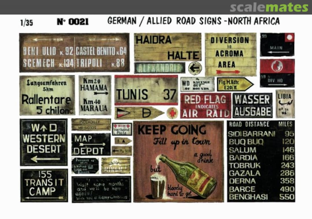 Boxart German Allied Roadsigns North Africa 0021 Verlinden Productions