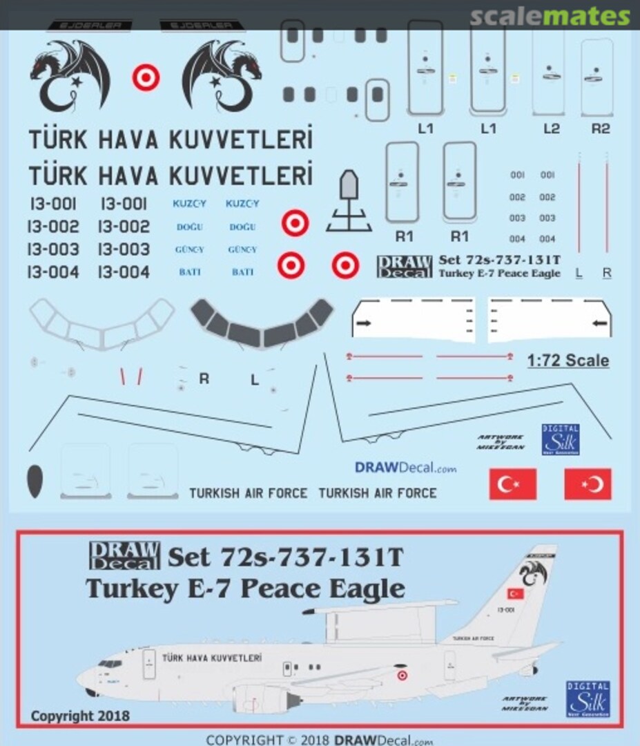 Boxart Turkish Air Force E-7T Peace Eagle 72-737-131T Draw Decal