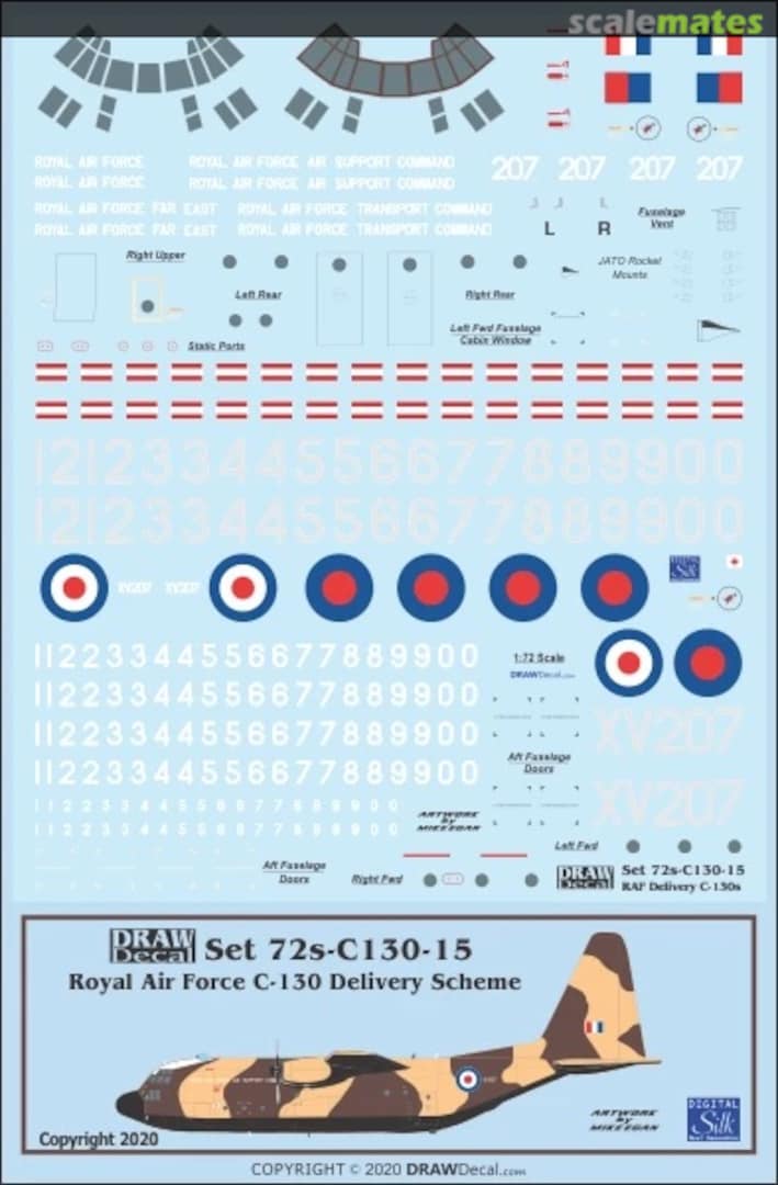 Boxart Royal Air Force C-130Ks, Delivery Scheme 72-C130-15 Draw Decal