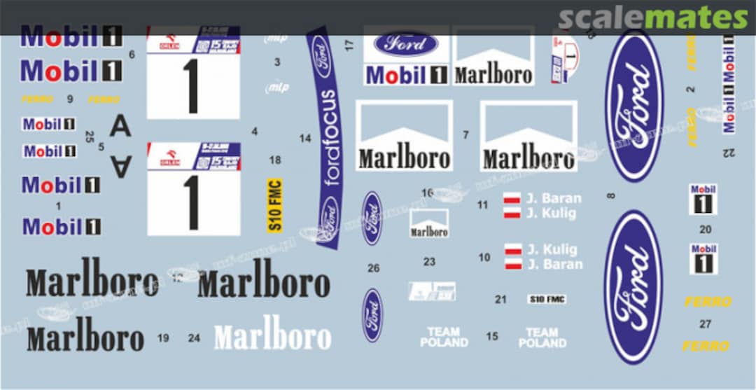 Contents Ford Focus RS WRC '00 (S10 FMC) "Marlboro" 43001 MF-Zone