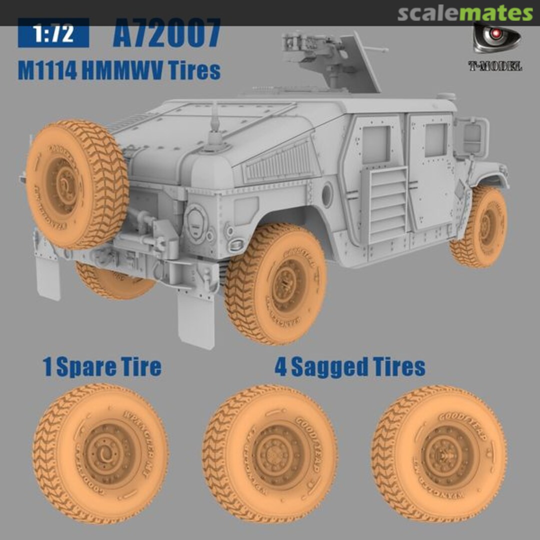 Boxart M1114 HMMWV Tires A72007 T-Model