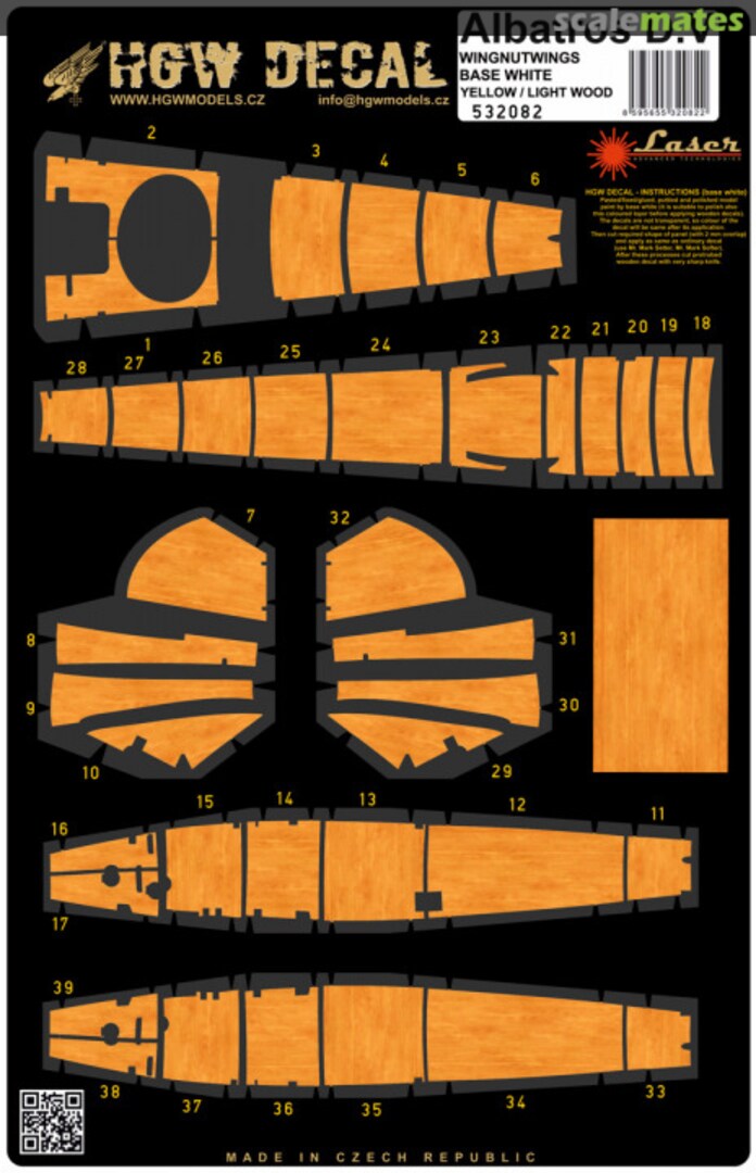 Boxart Albatros D.V. Yellow / Light wood Decal 532082 HGW Models