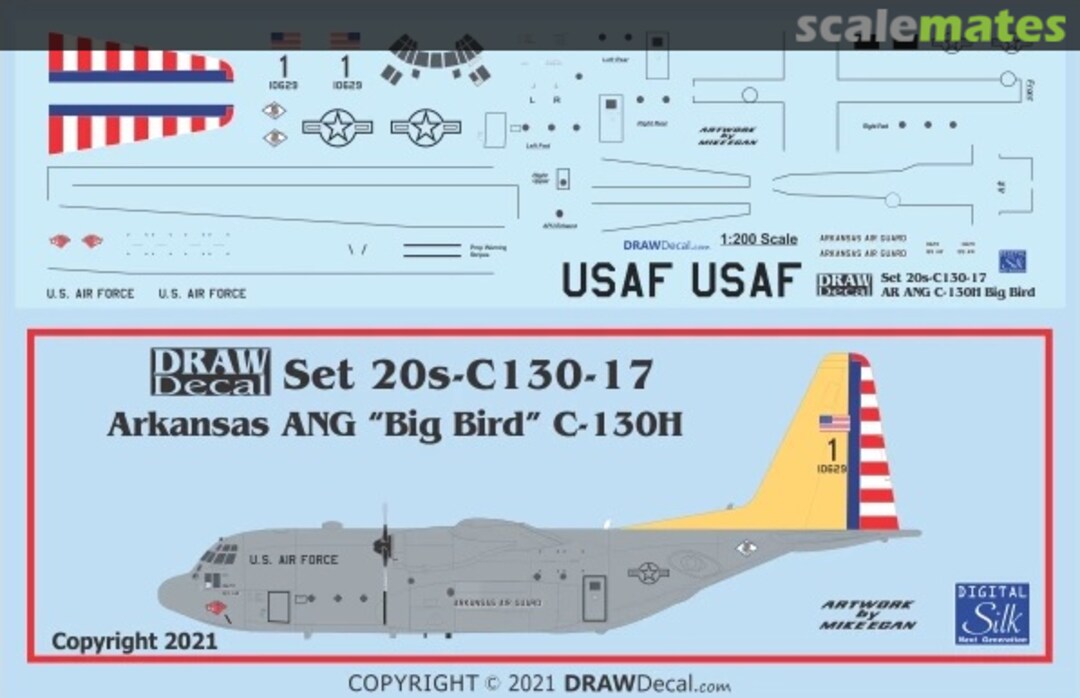 Boxart Arkansas ANG “Big Bird” C-130H 20-C130-17 Draw Decal