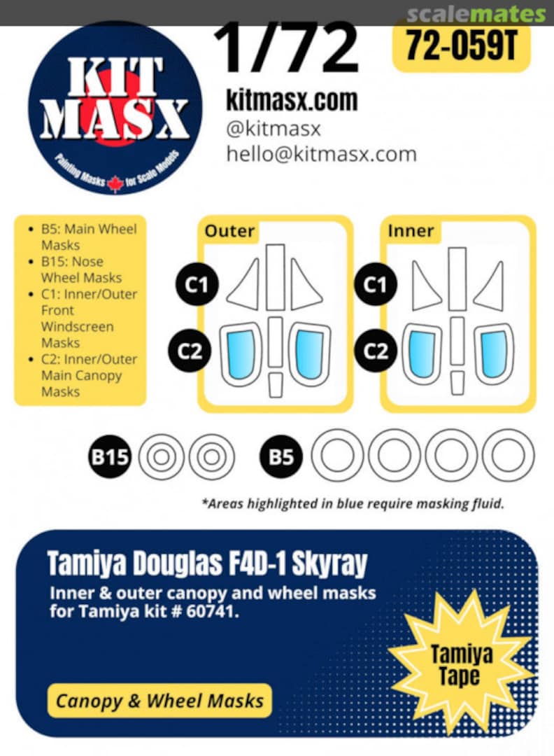 Boxart Tamiya Douglas F4D-1 Skyray 72-059T Kit Masx