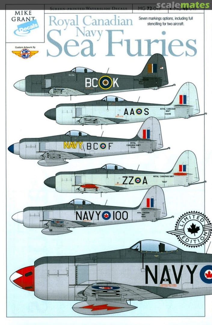 Boxart Royal Canadian Navy Sea Furies MG48-049 Mike Grant Decals