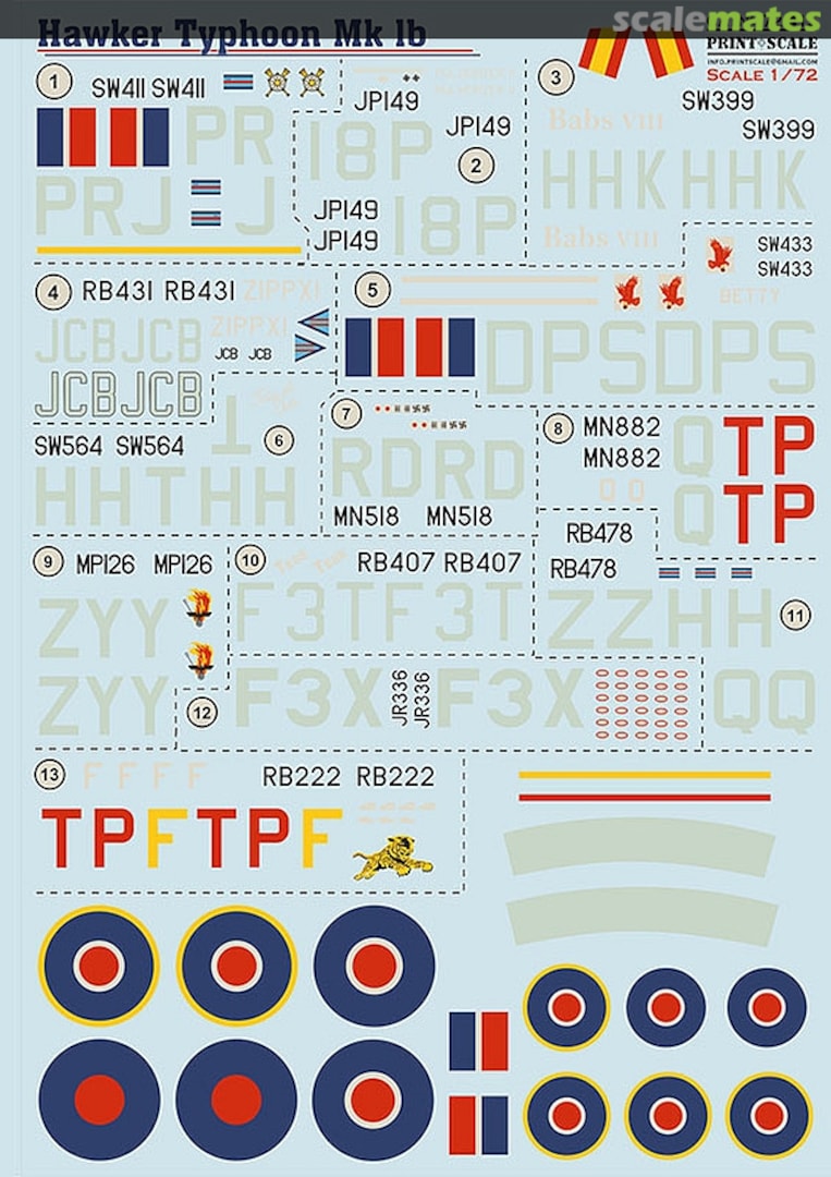 Boxart Hawker Typhoon Mk.Ib 72-415 Print Scale