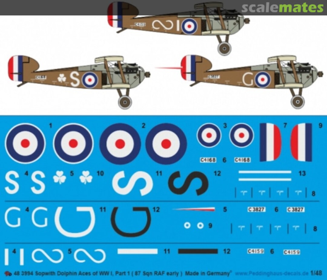 Boxart Sopwith Dolphin Aces of WW I 48 3994 Peddinghaus-Decals