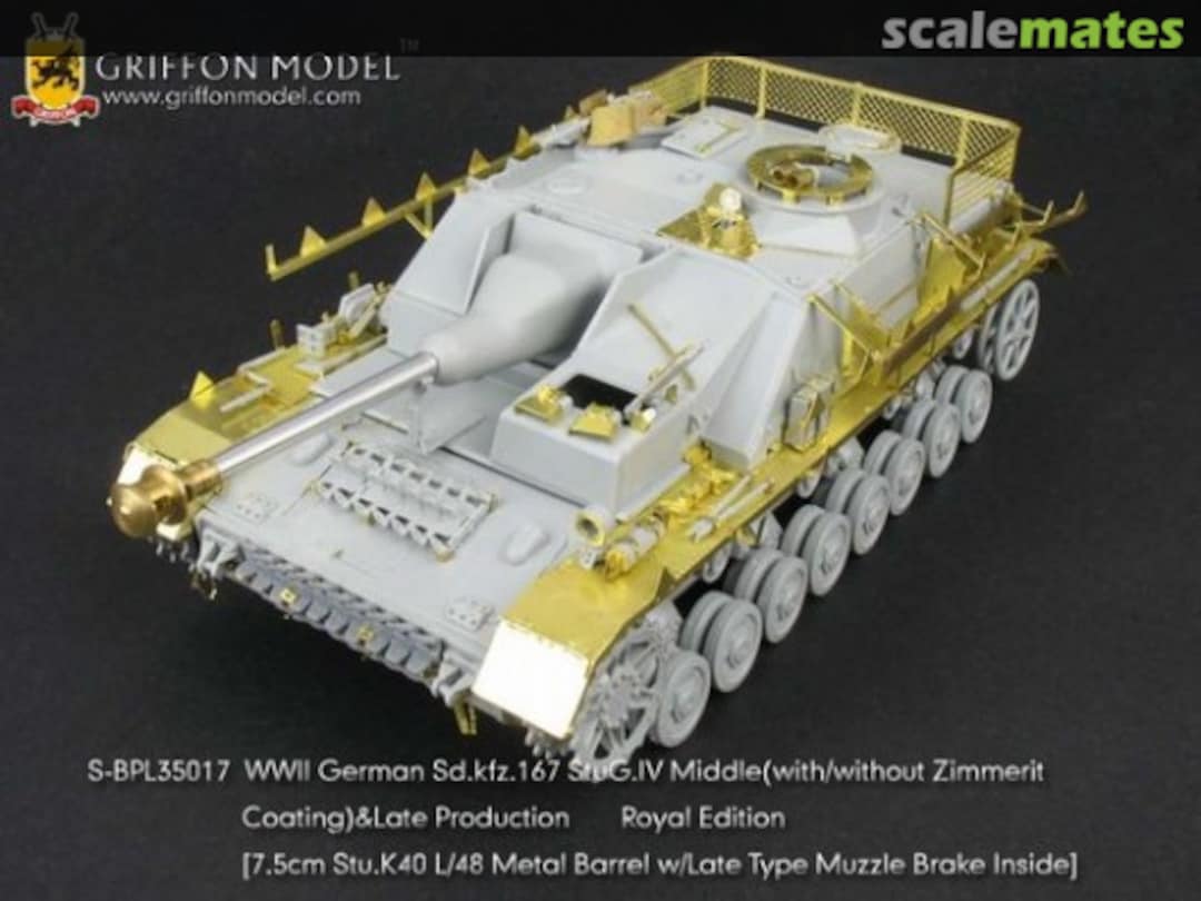 Boxart StuG.IV Middle, with/without Zimmerit Coating, & Late - Royal Edition SBPL35017 Griffon Model