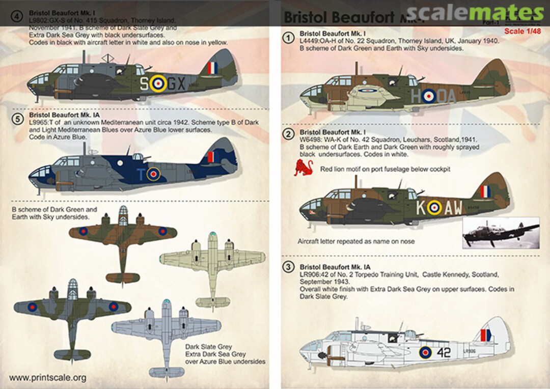 Boxart Bristol Beaufort Mk I 48-140 Print Scale