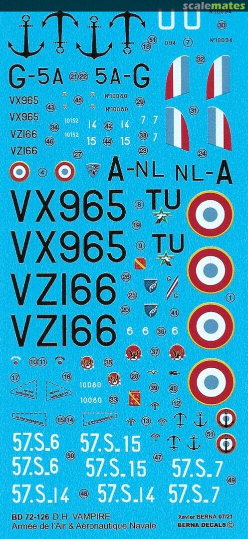 Boxart D.H. Vampire BD 72-126 Berna Decals