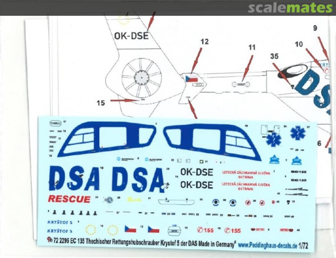 Boxart EC 135 Krystof 5 Tschechischer Rettungshubschrauber der DSA EP 2296 Peddinghaus-Decals