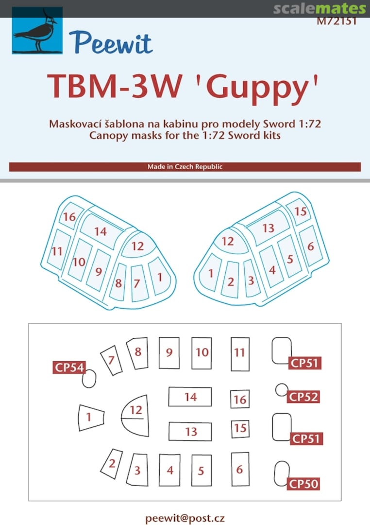 Boxart Canopy Mask: TBM-3W 'Guppy' - Sword - M72151 Peewit