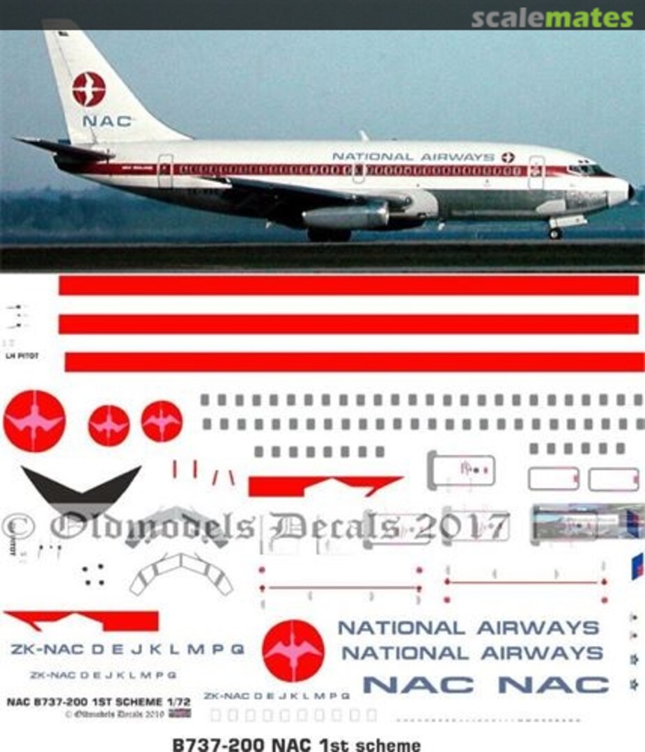 Boxart NAC 1st B737-200 OMD0043 Oldmodels Decals