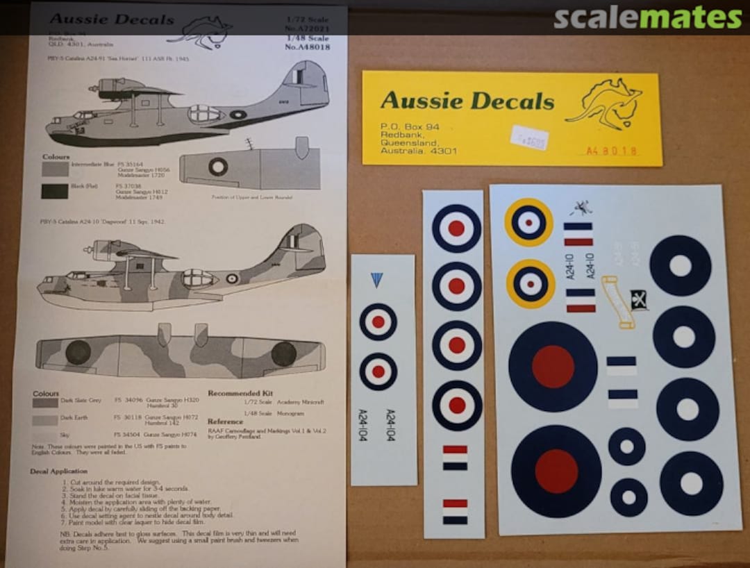 Boxart RAAF & RN PBYs in SW Pacific A48018 Aussie Decals