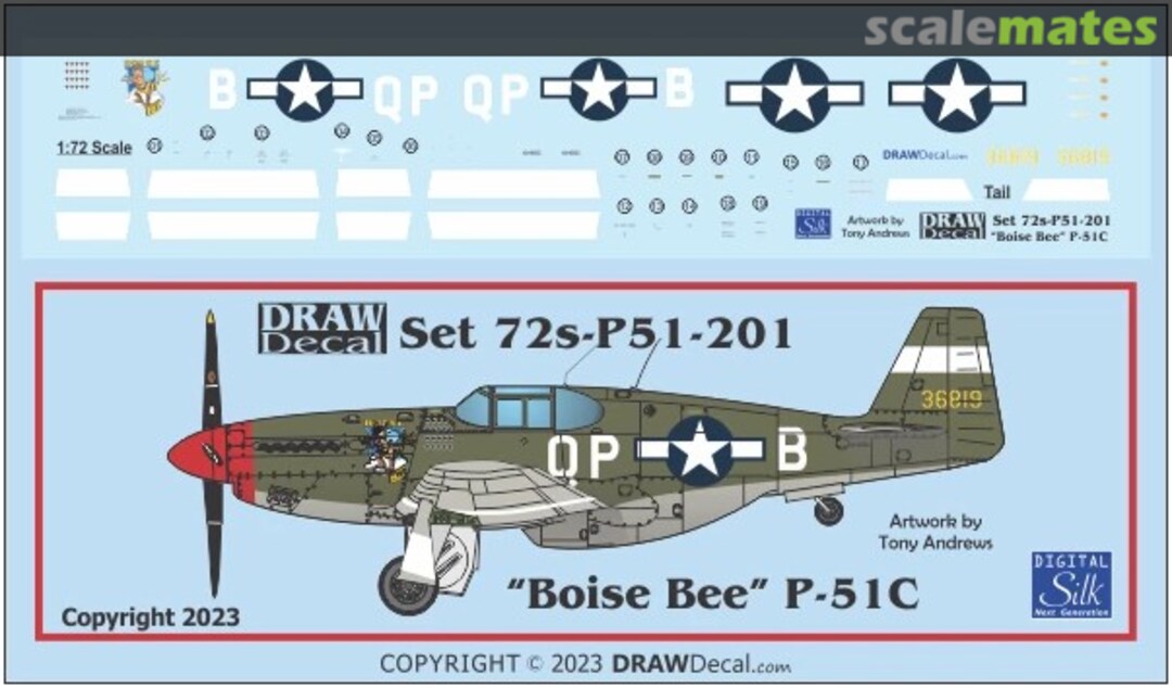 Boxart “Boise Bee” P-51C 72-P51-201 Draw Decal