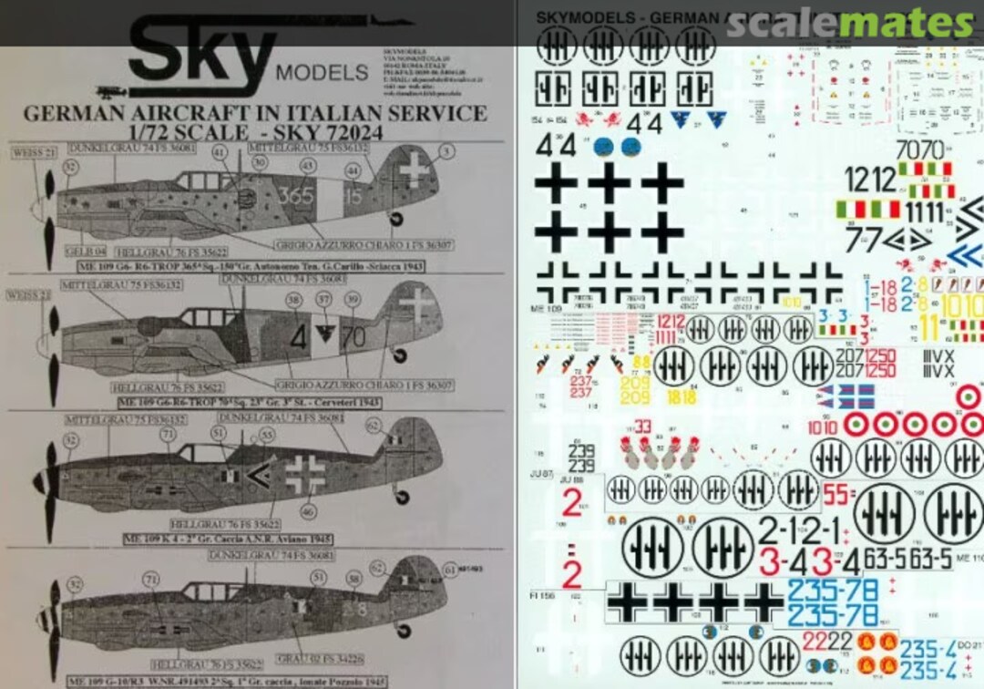 Contents German Aircraft in Italy SKY 72-024 Sky Models