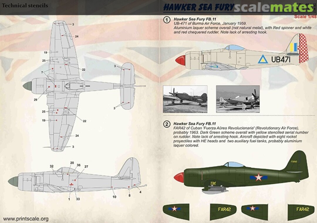 Boxart Hawker Sea Fury 48-142 Print Scale