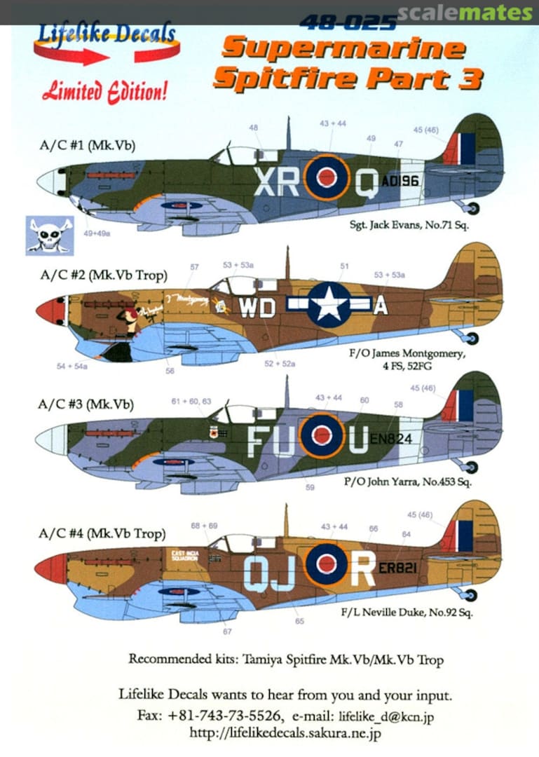 Boxart Supermarine Spitfire 48-025 Lifelike Decals