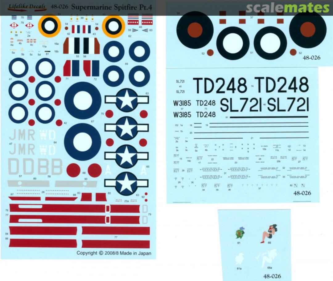 Contents Supermarine Spitfire 48-025 Lifelike Decals