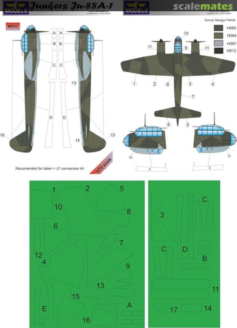 Boxart Junkers Ju-88A-1 (Camouflage Painting Masks) M7211 LF Models