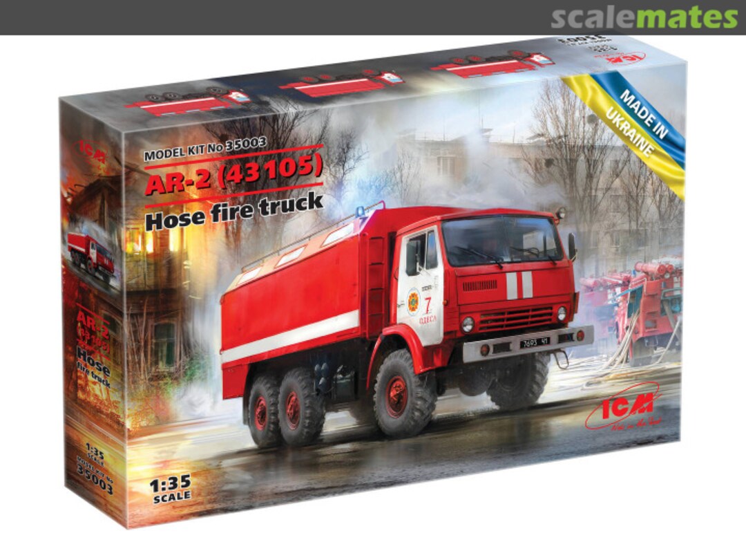 Boxart AR-2 Hose Fire Truck on Kamaz-43105 chassis 35003 ICM