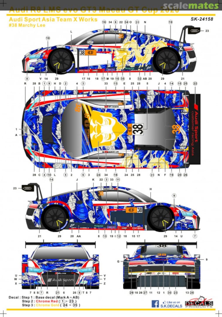 Boxart Audi R8 LMS Evo GT3 Audi Sport Asia X Works Team #38 SK-24158 SK Decals