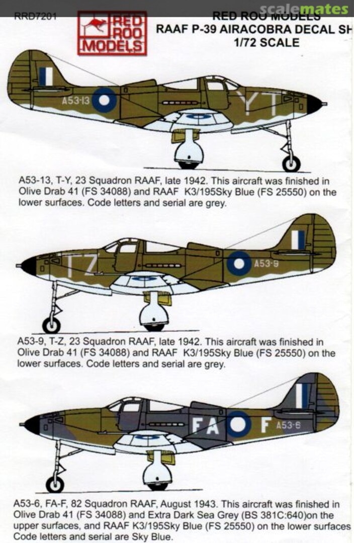 Boxart RAAF P-39 Airacobra RRD7201 Red Roo Models