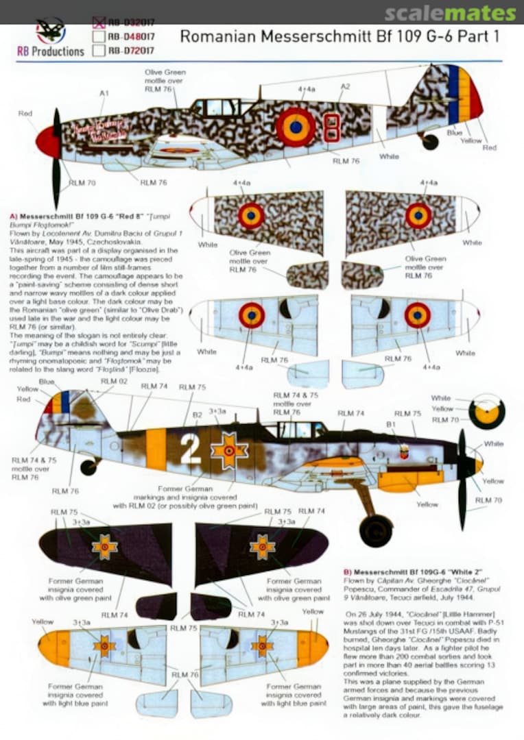 Boxart Romanian Messerschmitt Bf 109 G-6 RB-D32017 RB Productions