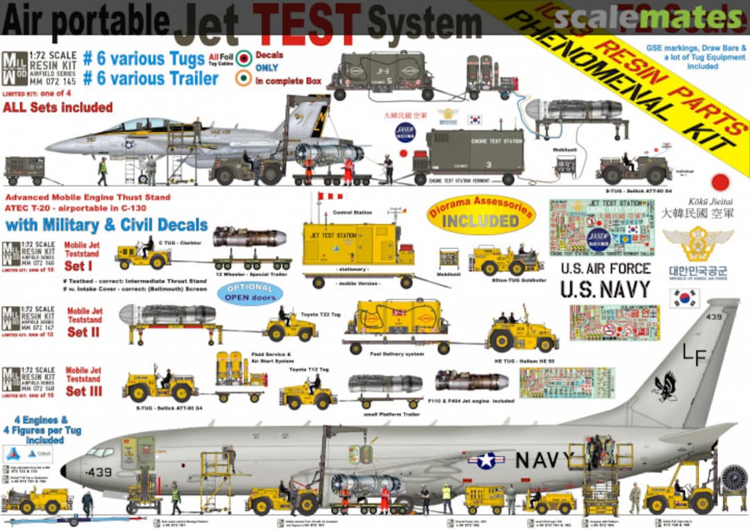 Boxart Air portable Jet Test System - six Tug´s & six Trailer 072 145 Mil Mod