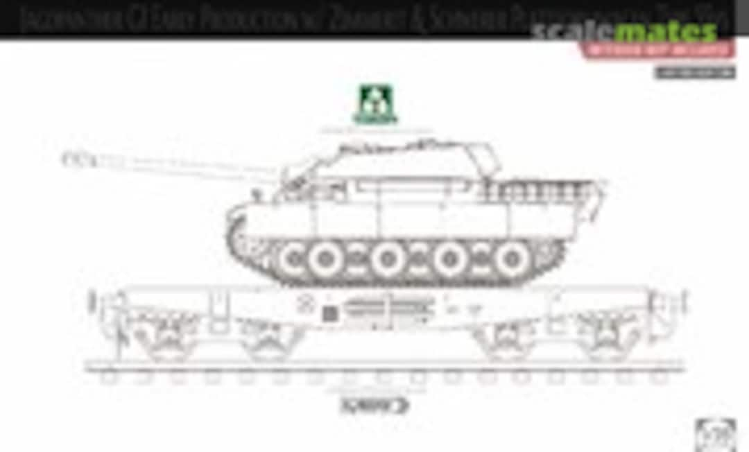 1:35 Jagdpanther G1 Early Production w/Zimmerit &amp; Schwerer Plattformwagen Type SSys (Takom 2125X)