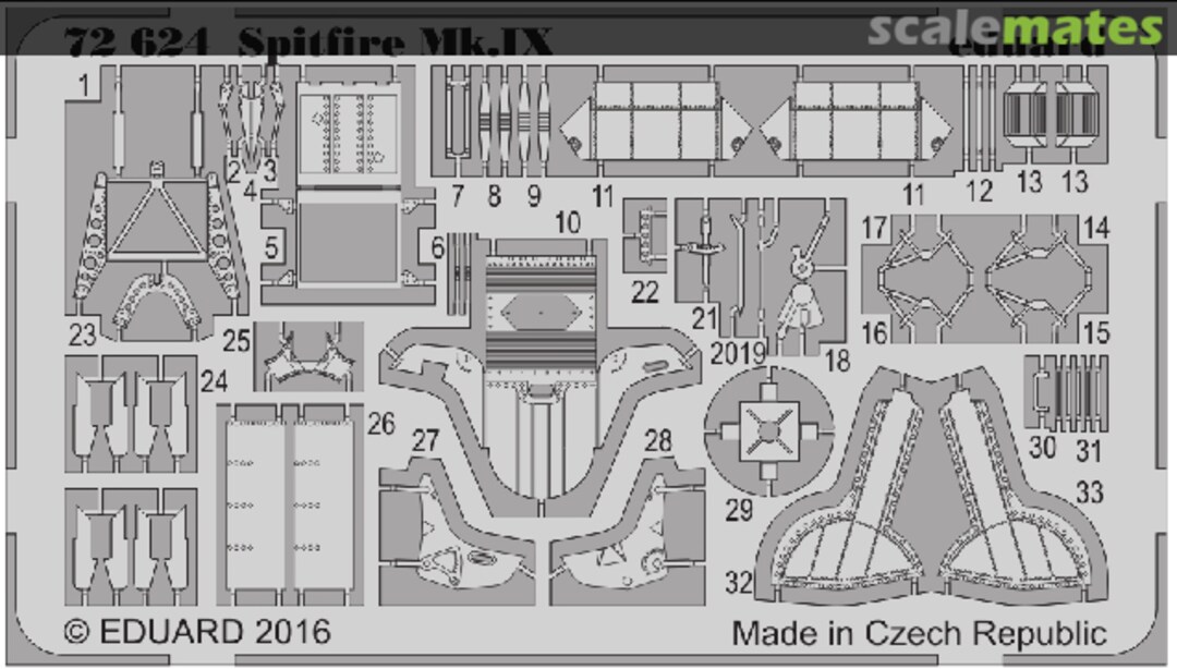 Boxart Spitfire Mk.IX detail set 72624 Eduard