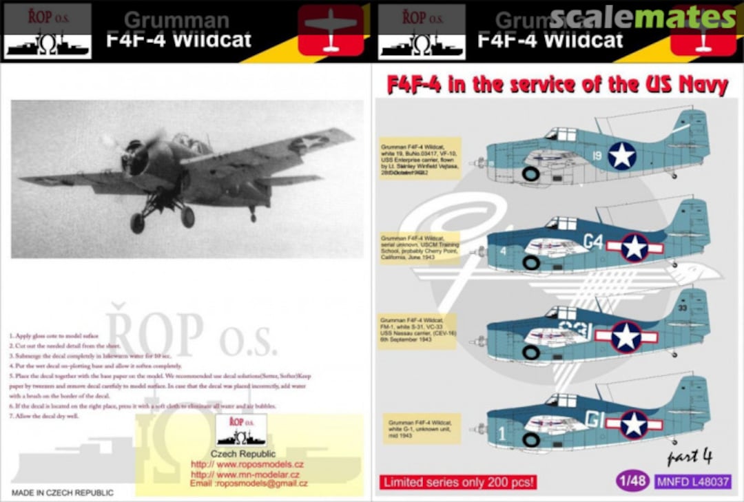 Boxart Grumman F4F-4 Wildcat MNFD L48037 ROP o.s.