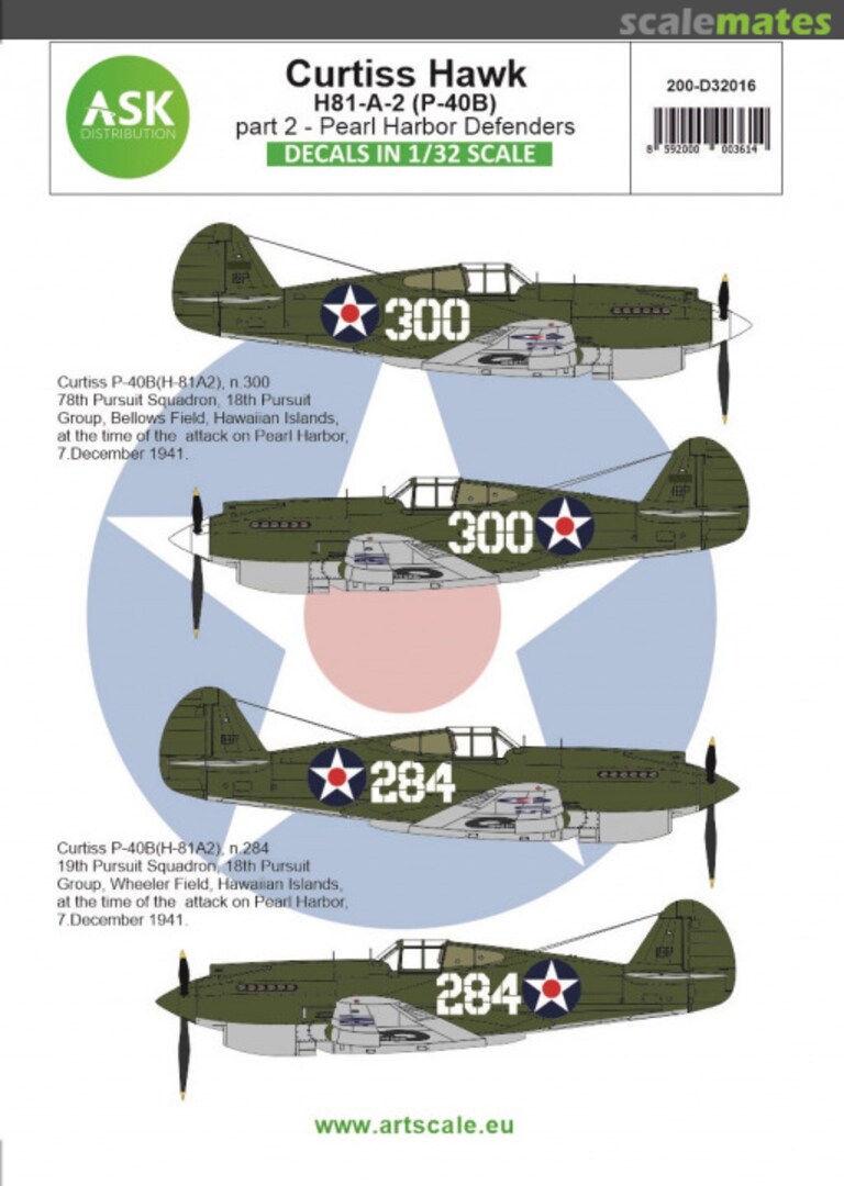 Boxart Curtiss Hawk H81-A-2 (P-40B) 200-D32016 ASK