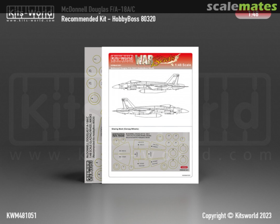 Boxart McDonnell Douglas F/A-18A/C glazing and wheel mask set KWM481051 Kits-World