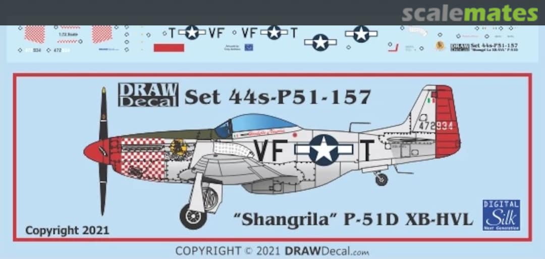 Boxart “Shangrila” P-51D XB-HVL 44-P51-157 Draw Decal