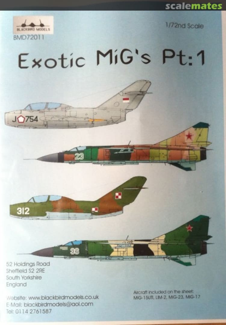 Boxart Exotic Migs Part 1 BMD72011 Blackbird Models