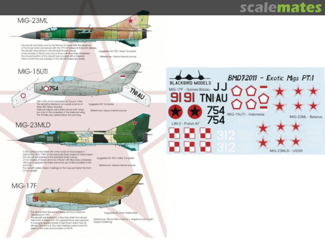 Contents Exotic Migs Part 1 BMD72011 Blackbird Models