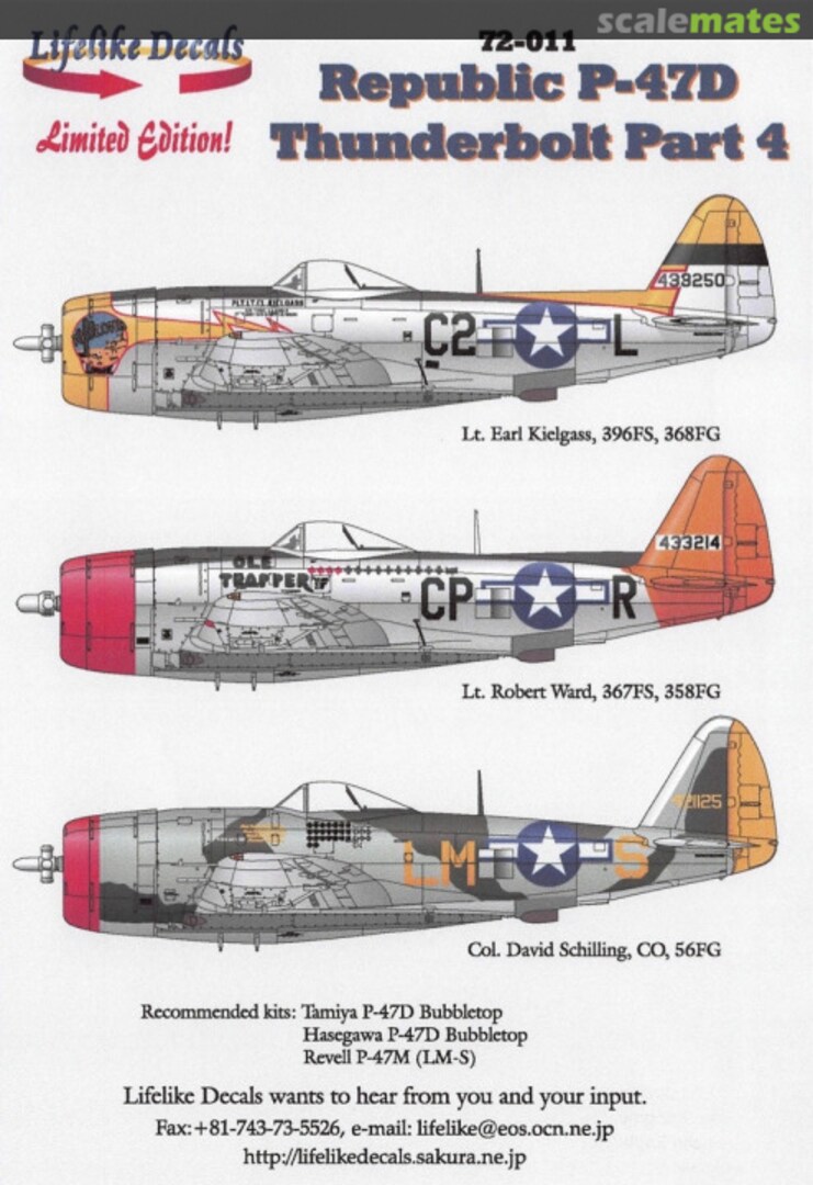 Boxart Republic P-47D Thunderbolt 72-011 Lifelike Decals