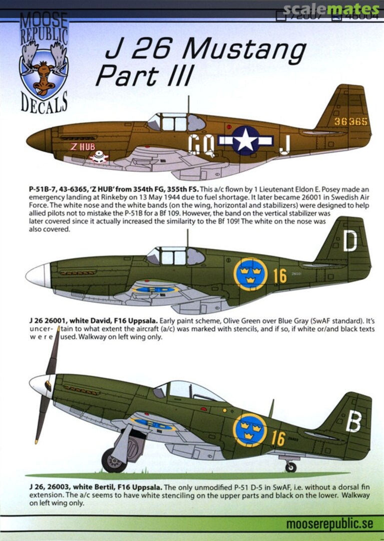 Boxart J 26 Mustang 48004 Moose Republic Decals